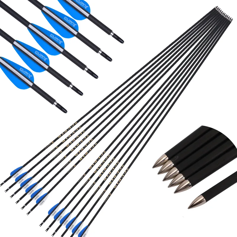 80cm OD 6MM Mixed Carbon Shaft Fixed Arrow Tip Plastic Vanes Practice Target Carbon Arrows For Archery