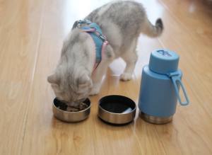 OKKPETS, botella de agua portátil 3 en 1 con logotipo personalizado de 32Oz, alimentador de mascotas, tazón de viaje, botella de perro aislada - Product Image 6