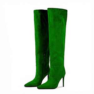 <strong>Women's</strong> <strong>10CM</strong> Stiletto Knee High <strong>Boots</strong> Faux Suede Pointed Toe Half Zip Pull on Long <strong>Boots</strong> in Multiple Colors - Product Image 5