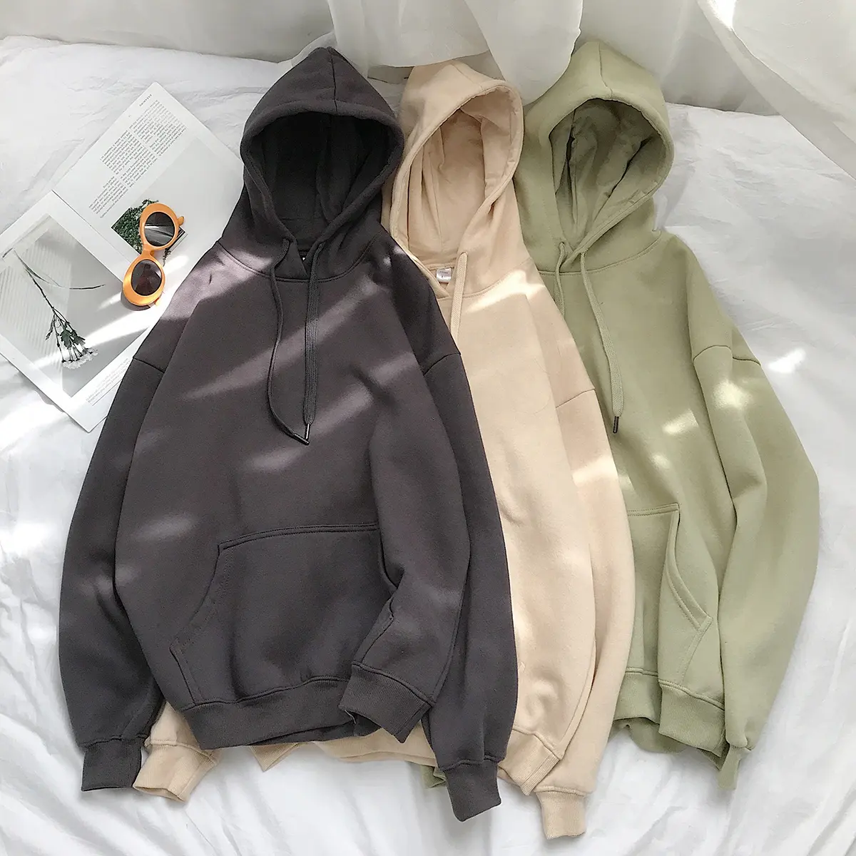 High Quality Cotton French Terry Oversize Street Hooded Sweatshirt Thick Fleece Undefined Drop Shoulder Plain Blank Men Hoodies