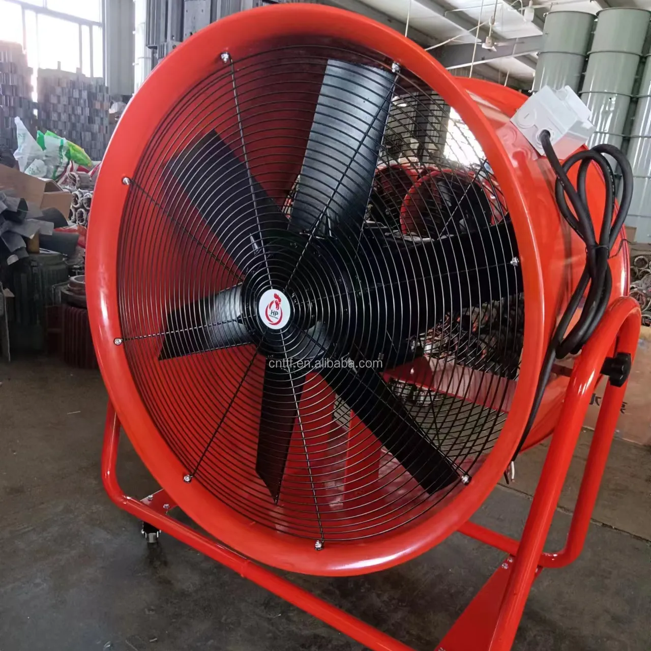 Ventilador de ventilação portátil e móvel, durável, 32 polegadas, 800mm de diâmetro e rodas móveis, comprimento de 5-10 metros
