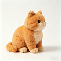 Jouet en peluche chat orange mignon, poupée chaton douce en polyester et coton PP, brodé, pour anniversaire, vente en gros, personnalisé, faible MOQ