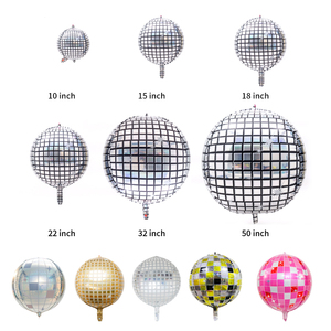80s 90s rétro décorations de fête populaires <span class=keywords><strong>Rock</strong></span> and Roll Looks 4D Disco ballons en métal brillant feuille ballon décor de mariage - Product Image 2