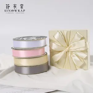 Venta al por mayor de cinta de raso con borde dorado antiarrugas, caja de regalo de alta calidad con cinta, cinta de Navidad para ramo de flores