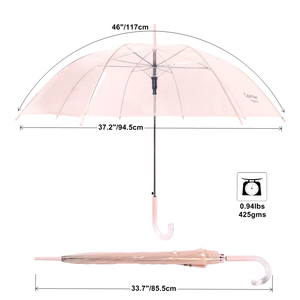 ใหม่สีสันผู้ใหญ่ POE ชัดเจนร่มราคาถูกโปรโมชั่นพิมพ์ฝนแต่งงานสีชมพูโปร่งใสร่ม - Product Image 2