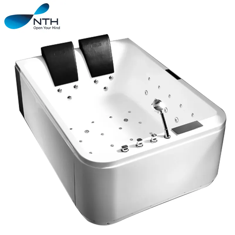 NTH Moderne Simple Conception Autoportante de luxe Haute Qualité Coin Entièrement baignoire de Massage à Jet D'air Bulle Lumière Cascade Bain Chaud