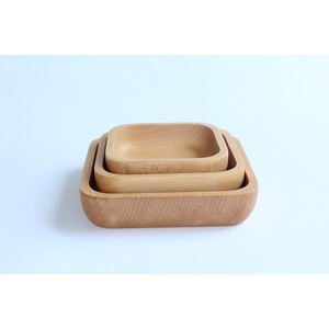 Japanese Style Wooden Square Plate Set Beech Wood Handmade Serving Tray For <b>Dessert</b> Salad Hotel Use - Product Image 5