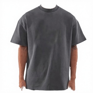 เสื้อยืดคอตตอนหนา 350GSM ทรงโอเวอร์ไซส์ พิมพ์ลายโลโก้ด้านหน้า ล้างสีแบบ Acid Wash ให้ดูซีดจางสไตล์วินเทจ ยูนิเซ็กส์ ผ้าไม่ยับ ไม่หด พร้อมลายสกรีน - Product Image 1