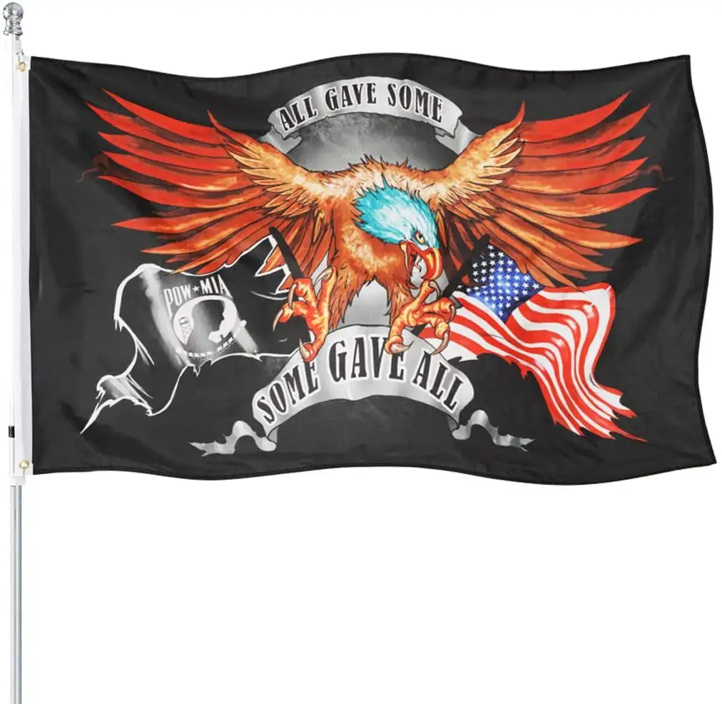 USA POW MIA Eagle Cờ-Tất Cả Đã Cho Một Số, Một Số Đã Cho Tất Cả Các POW MIA Đại Bàng-3 'X 5' Banner Polyester (Màu Đen Đại Bàng)