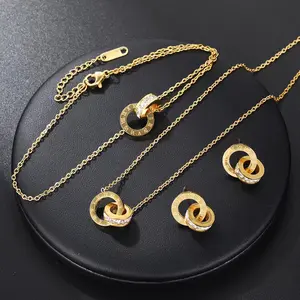 Wholesale sales of Roman numerals necklace set ornaments, full of diamond women's jewelry set