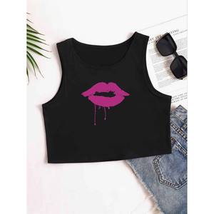 <strong>Easter</strong> New Arrivals Women's Y2K Style Sleeveless Tank <strong>Top</strong> Lip Patterns Printed Text Comfortable Fit for Parties - Product Image 1