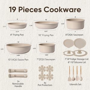 Set di Pentole Antiaderenti <span class=keywords><strong>CAROTE</strong></span> 19 Pezzi con Manici Staccabili, Compatibile con Induzione, Adatto al Forno e Lavabile in Lavastoviglie, per Gas/Elettrico - Product Image 2