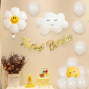 Decorazione palloncino margherita scena di buon compleanno tirare bandiera pellicola in alluminio combinazione <span class=keywords><strong>faccina</strong></span> sorridente fiore fiore fiore Set - Product Image 1