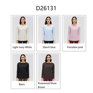 Camiseta Roregal de Manga Larga con Espalda Cruzada, Color Sólido, Corte Holgado, Informal, para Yoga, Gimnasio, Ejercicio, Ropa Deportiva para Mujer - Product Image 4