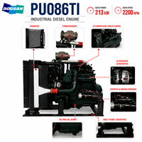 Moteur diesel Hyundai Doosan série PU, modèle PU086TI, 213 kW, 290 ch, 2200 tr/min, turbo, pour pompe à incendie, générateur, pompe à eau