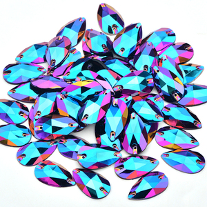 Đá pha lê hình giọt nước <span class=keywords><strong>AB</strong></span> 17*28mm may đính, mặt phẳng, đá giả kim cương, hạt nhựa trang trí may vá cho quần áo, thêu tay - Product Image 3