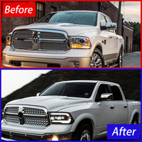 Feux avant LED KGKB pour Dodge RAM 1500 2009-2018, ensemble de phares avant de voiture, mise à niveau, DRL dynamique, lentille de projecteur