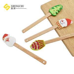 Espátula de Silicona con Mango de Madera para Regalo de Navidad para Reposteros, Raspador de Tazones de Cocina, Apto para Mezclar Crema con Mantequilla - Product Image 5