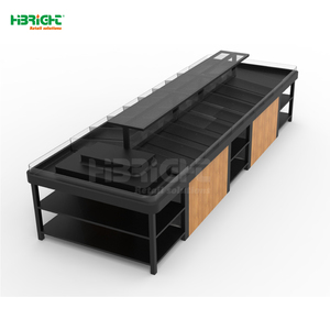 Giá để trái cây và rau quả hai mặt, chắc chắn, kiểu mô-đun, chất liệu kim loại, dành cho siêu thị, chất liệu gỗ - Product Image 1