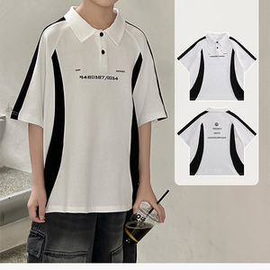 Camiseta Polo de Manga Corta para Niños, Estilo Coreano, Bloques de Color en Contraste, Cuello Delgado, Verano 2026 - Product Image 5