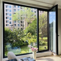 Ventana Abatible Moderna de Aleación de Aluminio, Insonorizada, con Barandilla de Seguridad para Balcón, Puertas y Ventanas con Rotura de Puente Térmico, Serie 110