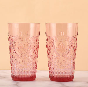 Roze wijnglazen onbreekbaar plastic wijnglas - elegante vintage gegraveerde plastic wijnglazen beker voor bruiloft feest - Product Image 2
