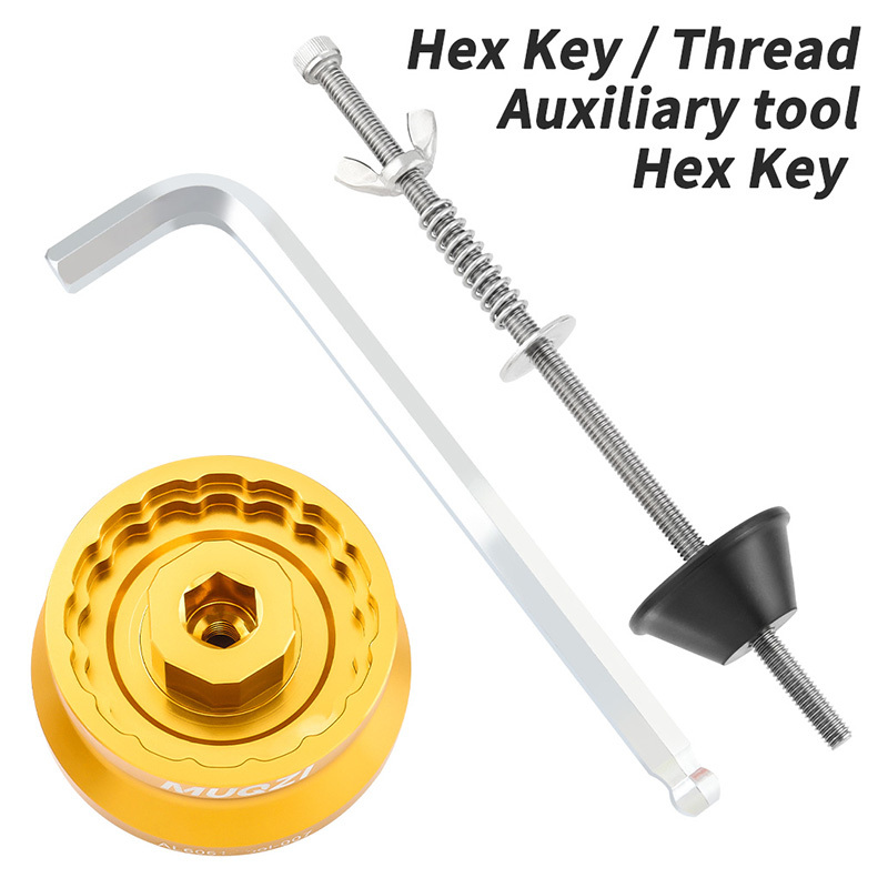 Llave hexagonal/Rosca+Herramienta auxiliar+Llave hexagonal-Dorado