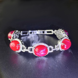 Wholesale Collections Eco-friendly Copper Trendy Contemporary Style 10*12mm <b>Red</b> Corundum Zircon <b>Bracelet</b> for Women - Product Image 3