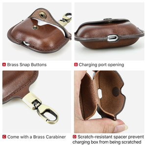 <span class=keywords><strong>Funda</strong></span> de cuero italiano curtido vegetalmente para <span class=keywords><strong>AirPods</strong></span> <span class=keywords><strong>Pro</strong></span> 1/2/3, con carga inalámbrica, antipérdida, CF1228 - Product Image 5