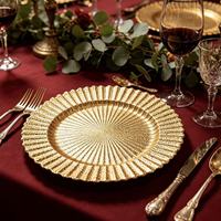 Assiette de présentation en plastique écologique, élégante, dorée, motif soleil, pour la restauration, les hôtels et les banquets