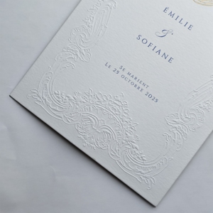 Carta di lusso personalizzata in cotone tipografico di lusso inviti di nozze di fascia alta con testo cartolina in rilievo con cartolina stampa carta Menu - Product Image 3