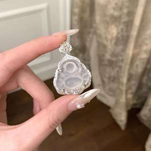 Collier de jardin en argent massif plaqué or 18 carats avec petit diamant, pendentifs en forme de sac de sucre carré scintillant, charmes - Product Image 2