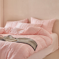 Parure de lit quatre pièces style princesse, blanc crème, avec dentelle et pompons, motif baroque, nouveau style, en jacquard sergé doux 200TC, housse de couette