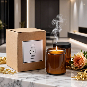Frascos para velas, recipientes para velas de lujo de 12 oz, 10 oz y 8 oz, frascos de vidrio ámbar esmerilado para velas con tapa y cajas de embalaje - Product Image 1
