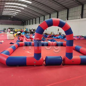 Коммерческая детская воздушная полоса препятствий надувная беговая дорожка наружная надувная гоночная трасса с бампером автомобиля - Product Image 5