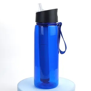 600 ml Außenwasserfilterflasche Wasserfilterflasche Reiniger für Camping Wandern Reisen Reinigte Tritan-Filterflasche