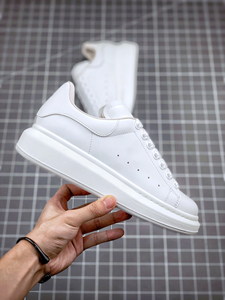 Zapatillas blancas de caña alta con suela gruesa de cuero vacuno, suela de 5 cm de grosor, con cordones, zapatos para caminar de cuero genuino. - Product Image 4