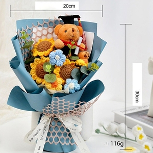 Ramo <span class=keywords><strong>de</strong></span> Graduación Hecho a Mano con Flores <span class=keywords><strong>de</strong></span> Hilo Tejido y Oso <span class=keywords><strong>Doctor</strong></span>, para Regalo <span class=keywords><strong>de</strong></span> Graduación - Product Image 5