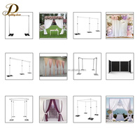 Kit de support de rideau de fond de scène de mariage en alliage d'aluminium réglable 3x3M doré pour la vente en gros