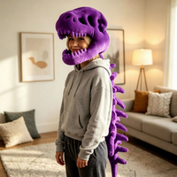 Casque en peluche tête de dinosaure, chapeau de style identique, poupée squelette à habiller, cadeau d'anniversaire amusant pour enfants