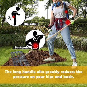 JH-Mech Niveau à <span class=keywords><strong>gazon</strong></span> Poussoir de pelouse Manche en bois Jardin Cour de golf Terrain de baseball Râteau de <span class=keywords><strong>nivellement</strong></span> de pelouse en acier au carbone - Product Image 4