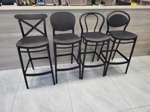 Taburete de Bar Moderno Nórdico Retro con Respaldo Cruzado, de Plástico, sin Brazos, Multicolor, Altura Fija, para Exteriores y Hogar - Product Image 6