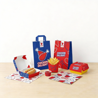 Boîte à hamburger en papier avec compartiment pour frites, emballage pour repas, boîtes jetables de qualité alimentaire, fabrication OEM, restauration