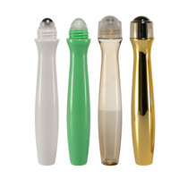 Bouteilles cylindriques PETG personnalisées de 5 ml/10 ml/15 ml avec applicateur à bille pour gel contour des yeux/serum/huile essentielle, impression sérigraphique, cosmétiques