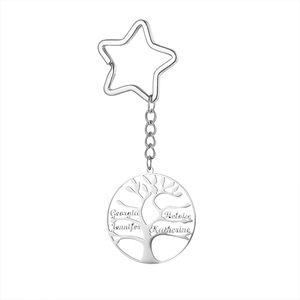 Portachiavi portachiavi con ciondolo albero della vita in acciaio inossidabile nome personalizzato - Product Image 5