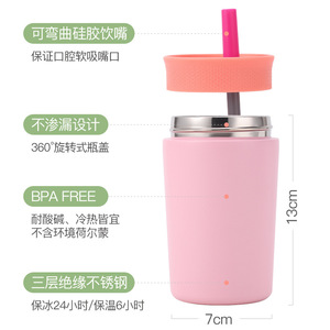 Gobelet isotherme en acier inoxydable 12oz avec paille, tasse de voyage pour café et boissons - Product Image 5