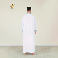 Haya 2025 Thobe blanc avec col et manchette contrastés gris vêtements islamiques pour hommes élégant poche modeste longue Robe par Al Haramain