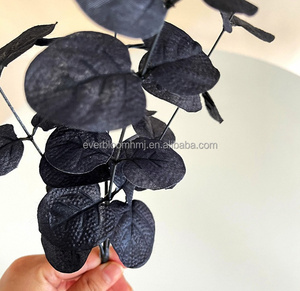 Décoration florale d'Halloween A191 Artificielle Tige d'Eucalyptus <span class=keywords><strong>Noir</strong></span> <span class=keywords><strong>Fausse</strong></span> Feuille d'Eucalyptus Branche Bouquet Arrangement <span class=keywords><strong>Fleur</strong></span> de Soie Noire - Product Image 6