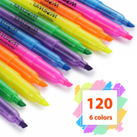 Ensemble de 120 marqueurs surligneurs à pointe biseautée, 6 couleurs assorties, pour adultes, enfants, bureau, salle de classe, fournitures scolaires, enseignants