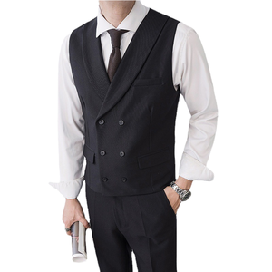 เสื้อกั๊กเสื้อกั๊กสูทกระดุมสองแถวกันน้ำแนวธุรกิจเข้ารูปสำหรับฤดูใบไม้ร่วง - Product Image 4